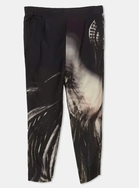 Fendi Black Abstract Print Silk Blend Trousers S