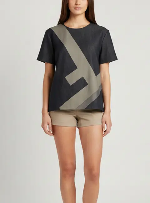 Fendi Multicolor Denim Logo Top S