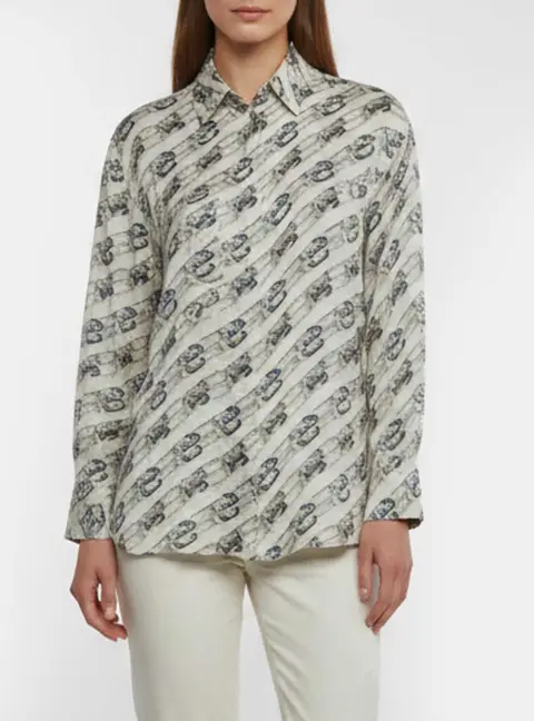 Fendi Grey Printed Jacquard Button Front Shirt S