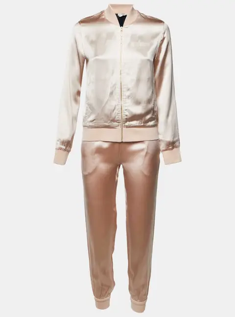 Fendi Pink Satin Logo Detail Track Suit S