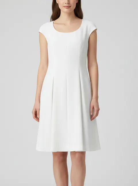 Fendi White Crepe Flared Mini Dress M