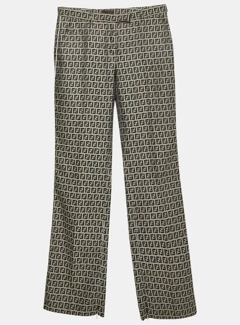 Fendi Grey Zuca Pattern Jacquard Regular Fit Pants S