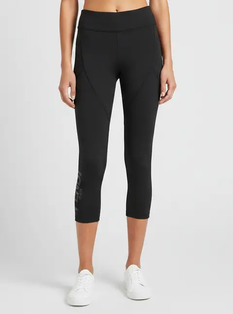 Fendi Black Jersey Logo Printed Leggings M