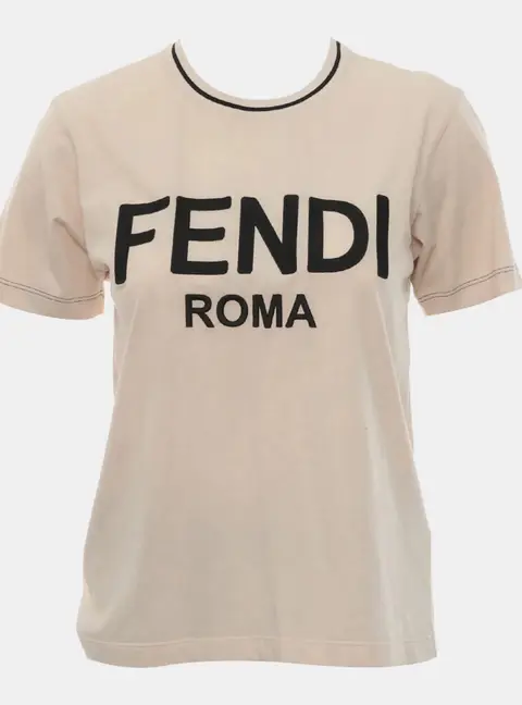 Fendi Logo Embroidered T-Shirt Size M