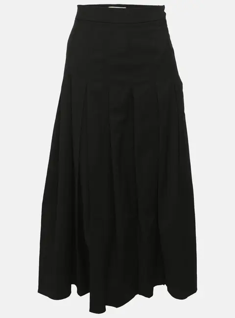 Fendi Black Polyester Pleated Maxi Skirt L