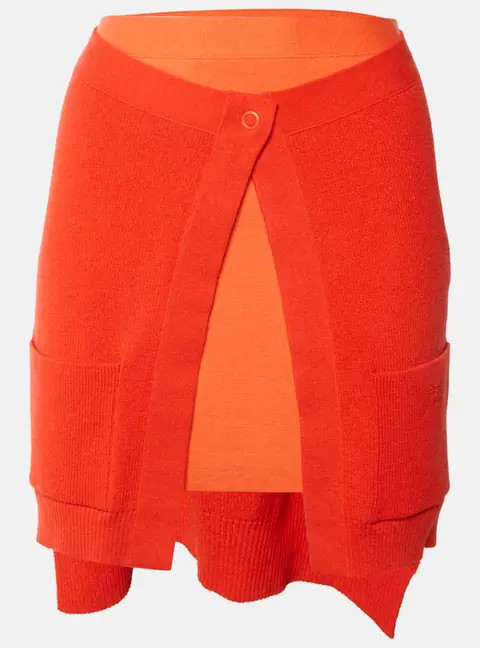 Fendi Orange Knit Double Layer Mini Skirt S