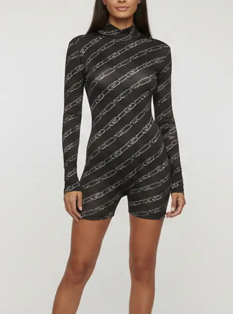 Fendi Black O&rsquo;Lock Print Technical Jersey Bodysuit M