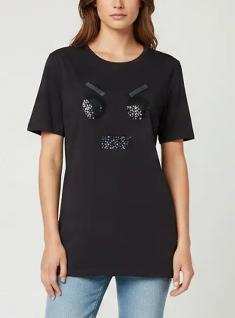 Fendi Navy Blue Jersey Embellished Short Sleeve T-Shirt XL