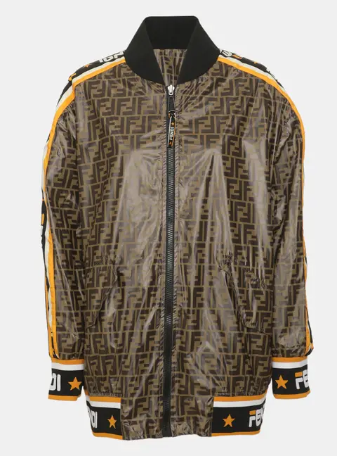 Fendi x Fila Black/Brown "Fendi Mania" Reversible Zucca Print Modal Bomber Jacket