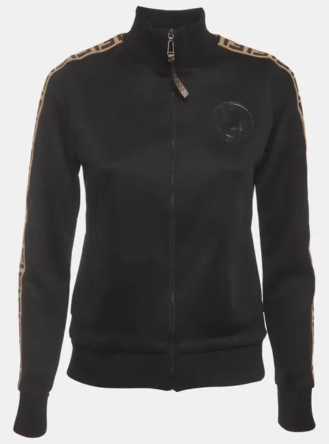 Fendi Black Knit Long Sleeve Zip Up Jacket XS