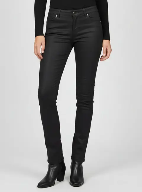 Fendi Black Coated Denim Low Rise Jeans S/Waist 31"