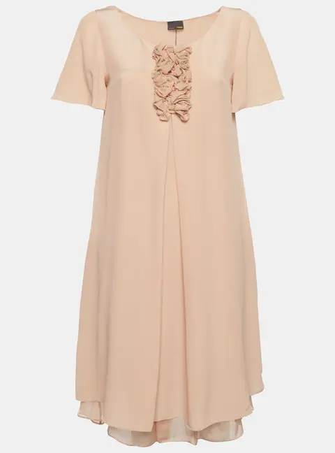 Fendi Beige Silk Frilled Short Dress M