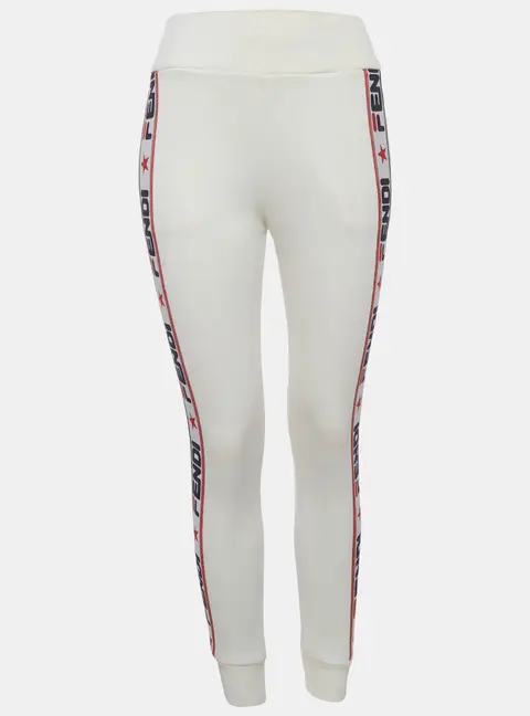 Fendi x Fila White Cotton Knit Logo Stripe Detail Sweatpants XS