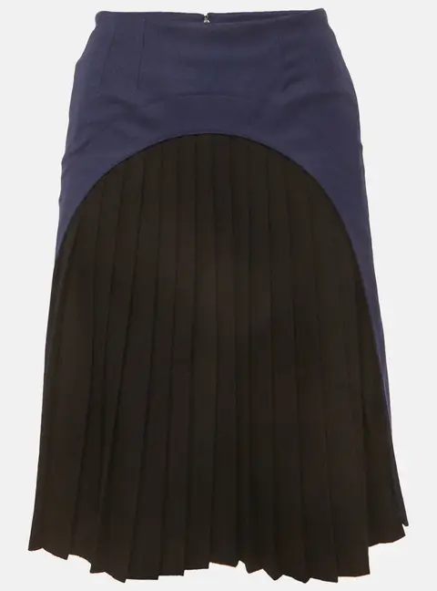 Fendi Black/Blue Pleated Short Skirt S