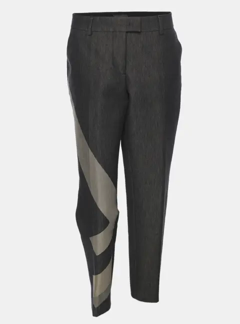 Fendi Dark Grey Denim Geometric Logo Slim Fit Trousers M
