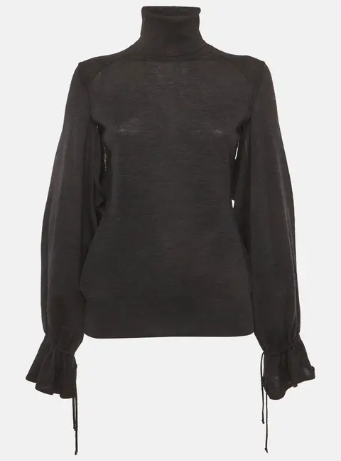 Fendi Grey Wool Knit Flared Sleeve Sweater M