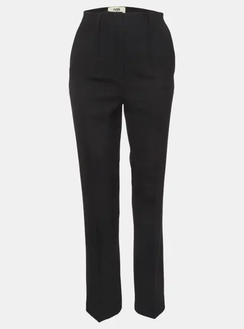 Fendi Black Gabardine High Rise Trousers S