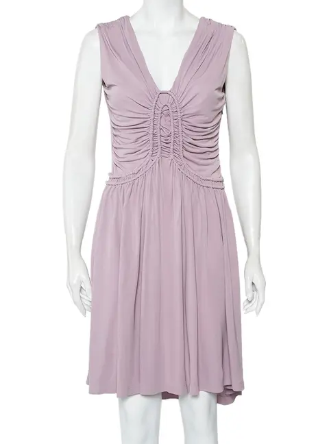 Fendi Lilac Knit Ruched Detail Mini Dress M
