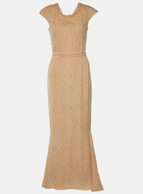 Fendi Light Orange Silk Fil Coupe Trail Gown M
