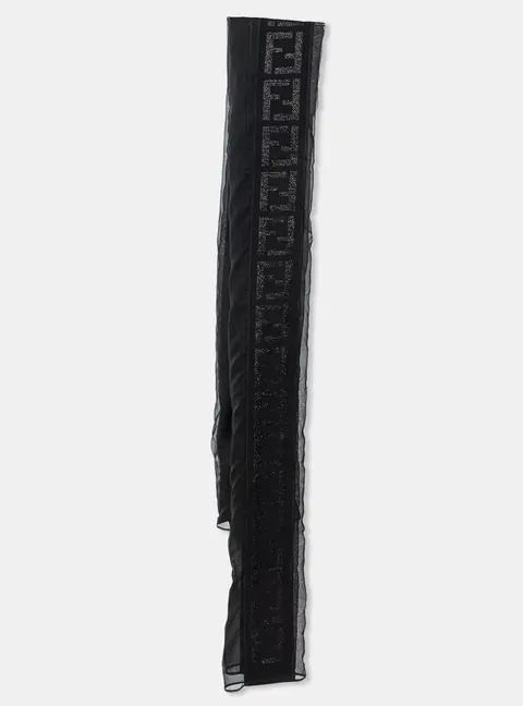 Fendi Black FF Monogram Wool & Silk Sheer Stole
