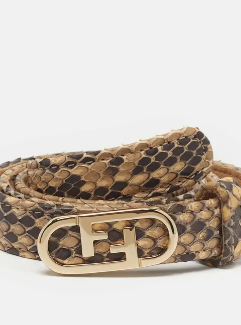 Fendi FF Oval Waist Belt Beige Python