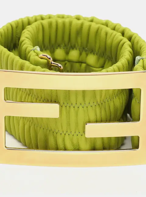 Fendi x Skims Green Leather Wide Waist Belt 65CM