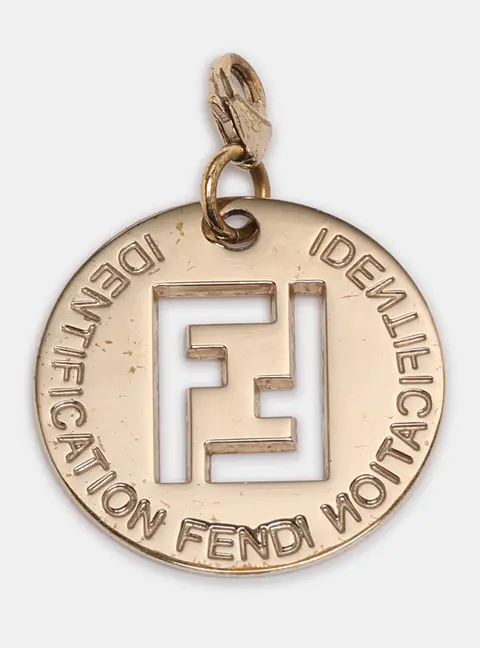 Fendi Gold Tone Hardware FF Identification Pendant