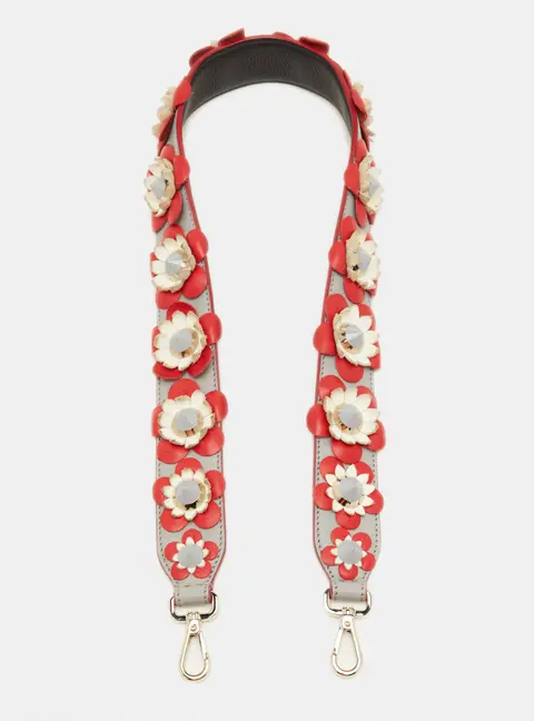 Fendi Multicolor Floral Applique Leather Shoulder Bag Strap