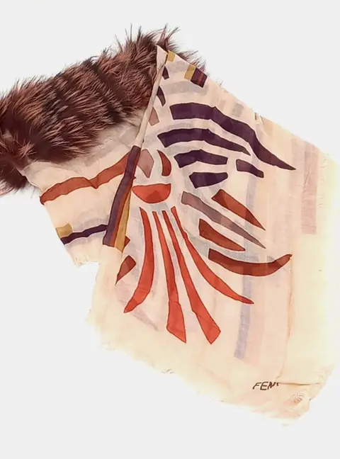 Fendi fur-trimmed shawl and scarf