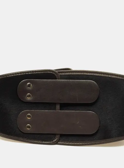 Fendi 65 CM Waist Belt Brown Calf Hair and Leather