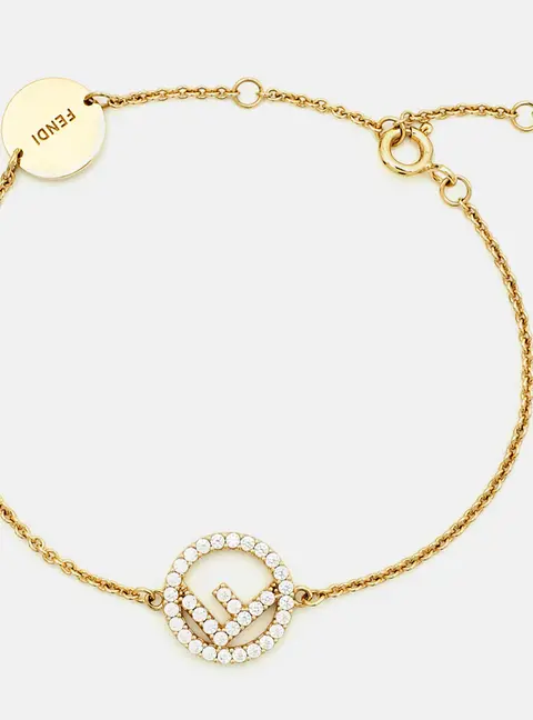 Fendi F is Fendi Crystal Gold Tone Bracelet