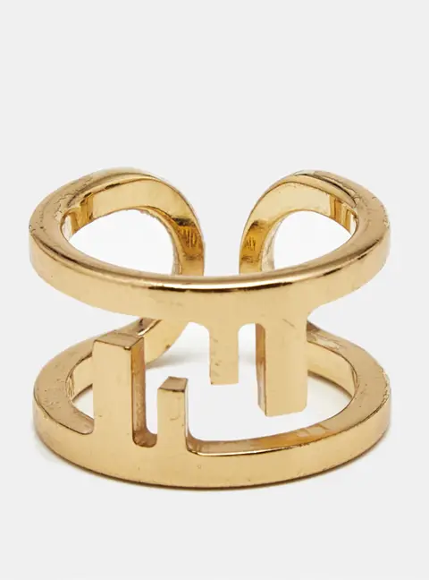 Fendi O'clock Gold Tone Ring Size 54