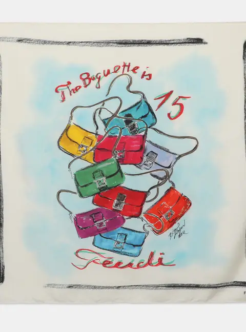 Fendi Multicolor The Baguette Printed Silk Scarf