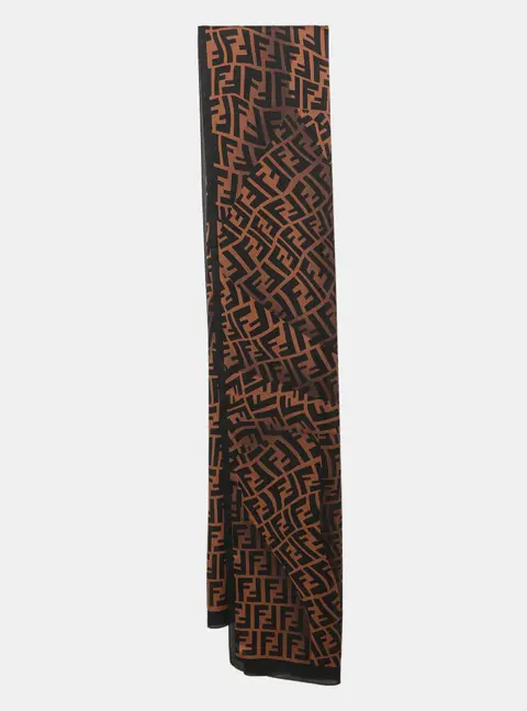 Fendi Brown FF Chiffon Scarf