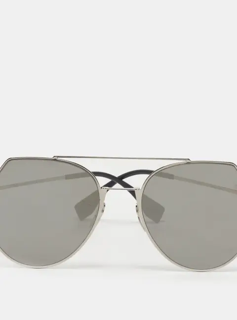 Fendi Black/Silver Tone FF 0194/S Aviators Sunglasses