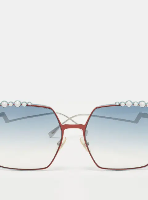 Fendi Blue/Silver Tone Gradient FF0259/S Studded Square Sunglasses