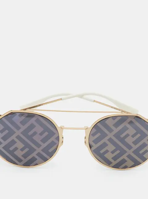 Fendi Brown/Gold Tone Zucca FFM0021/S Round Sunglasses