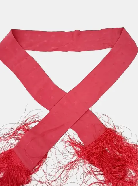 Fendi Fringe Red Silk Scarf