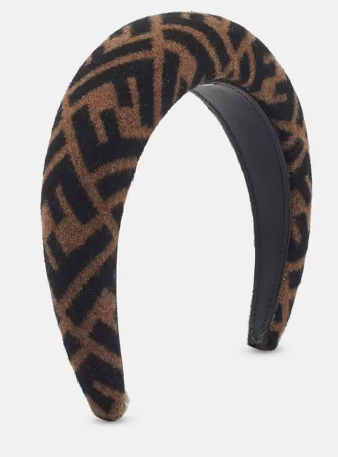 Fendi Brown Monogram Wool Blend Padded Headband