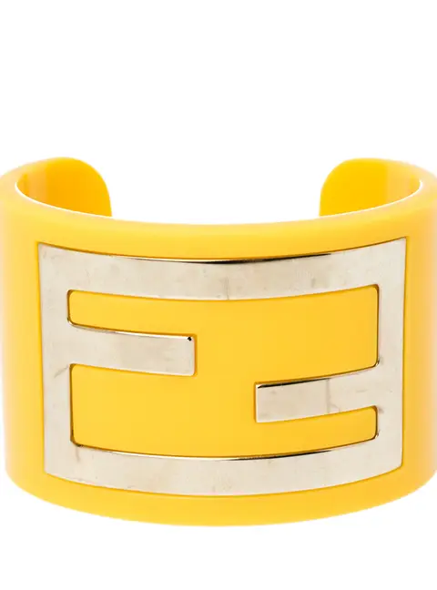 Fendi Yellow Resin Zucca Cuff Bracelet