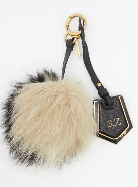 Fendi Monochrome Fox Fur Pom Pom Keyring/ Bag Charm