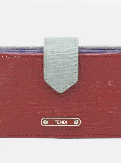 Fendi Elite Multicolor Leather Gusseted Card Holder