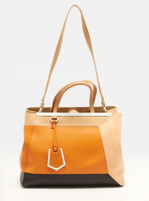 Fendi 2Jours Colorblock Medium Multicolor Leather Tote