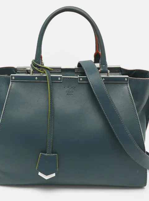 Fendi 3Jours Medium Blue Leather Tote