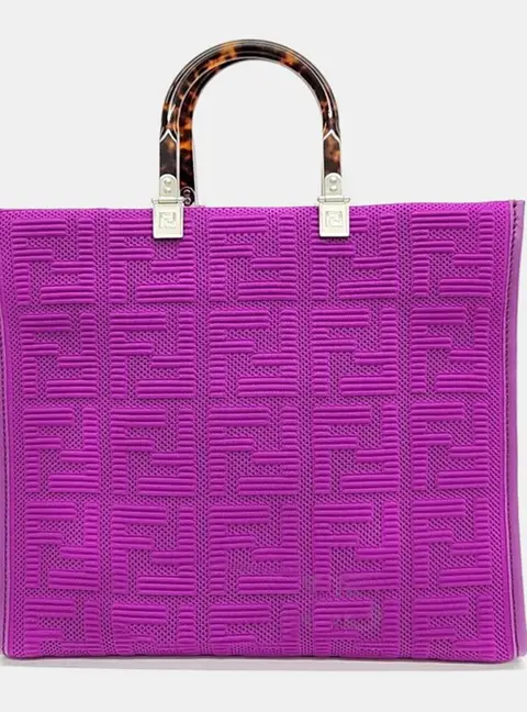 Fendi Purple  FF Fabric Medium Sunshine Shopper Tote Bag