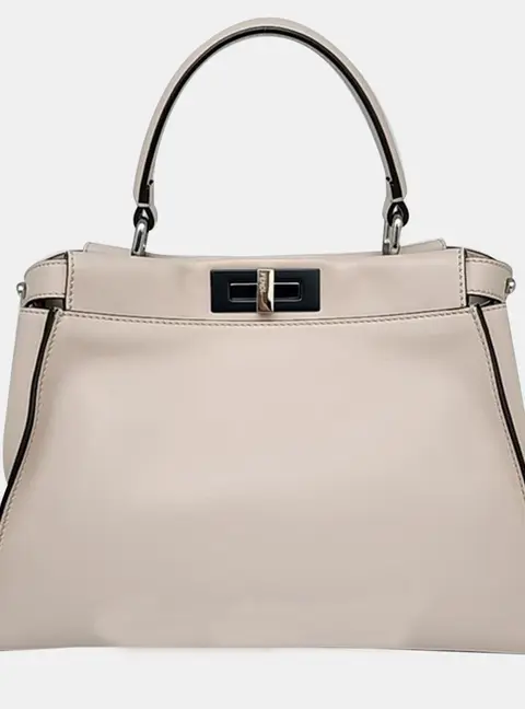 Fendi Neutral Pink Leather Peekaboo Medium Satchel Bag