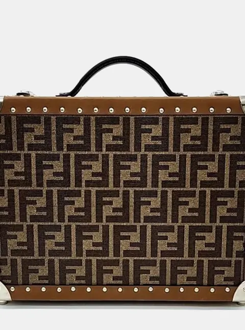 Fendi FF Monogram Small Brown Monogram Canvas Top Handle Bag