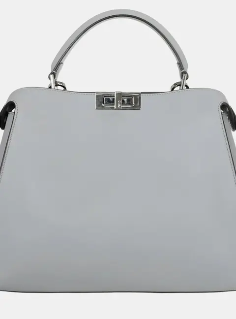 Fendi Peekaboo Large Light Blue Leather Top Handle Bag