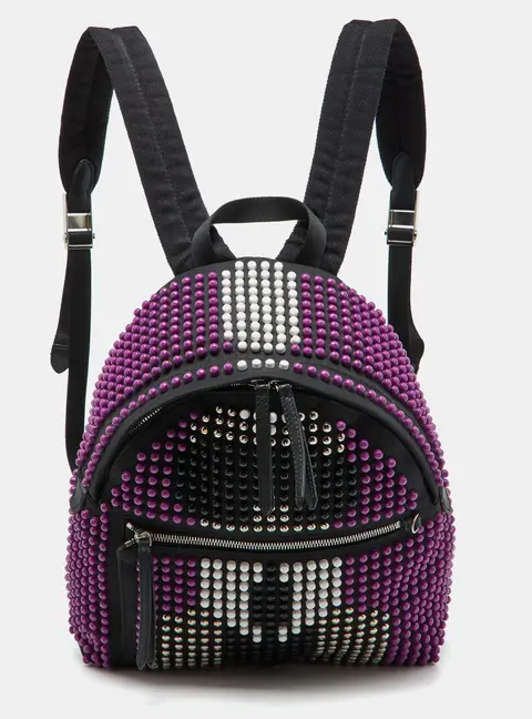 Fendi Black/Purple Nylon Karl Beaded Backpack