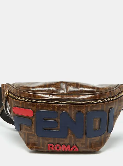 Fendi Fendi X Fila Brown Coated Canvas and Leather Belt Bags
